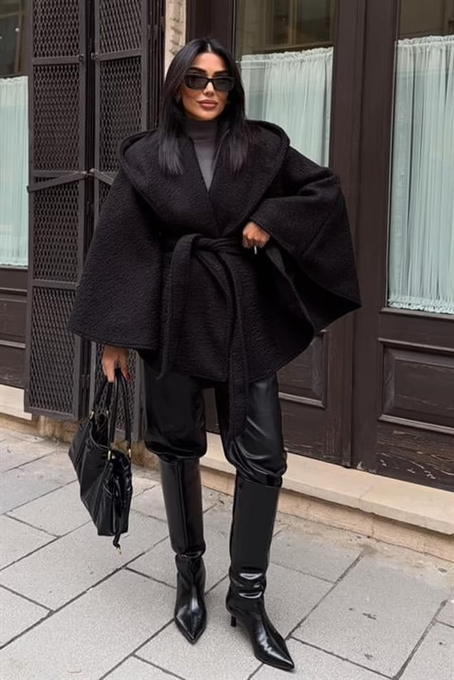 Poncho Negro Elegante L’amouriste