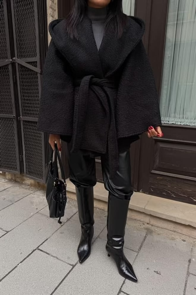 Poncho Negro Elegante L’amouriste